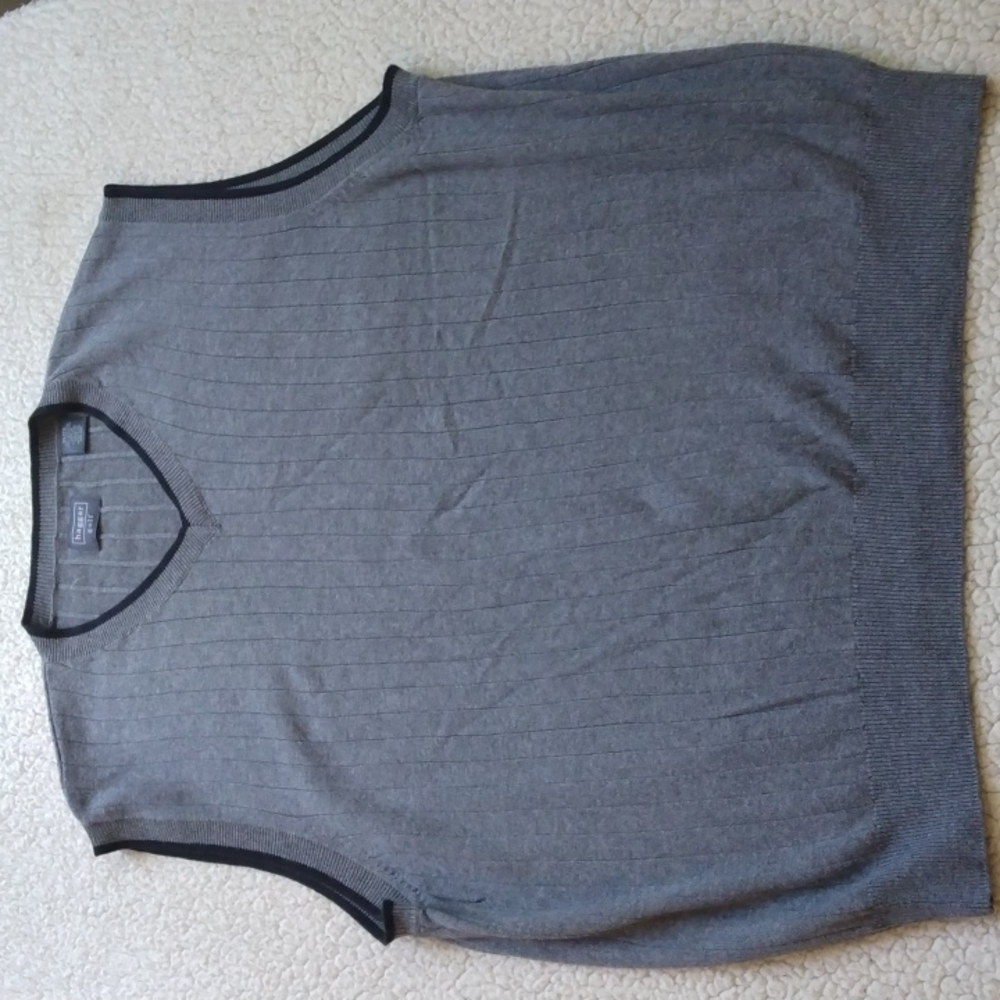 Haggar Golf XL Gray Ribbed Cotton Sweater Vest